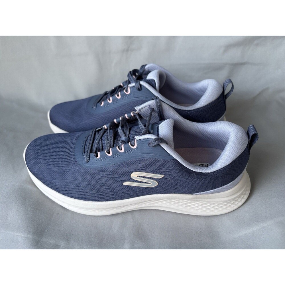 SKECHERS Air-Cooled Memory Foam Low Top Lace-Up Sneakers Blue/White Size 9